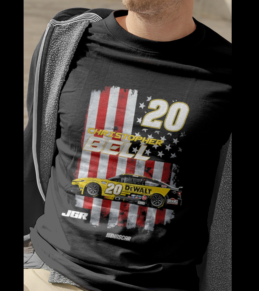Christopher Bell 20 NASCAR DeWalt JGR Stars Stripes Racing T-Shirt