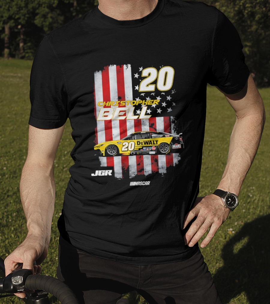 Christopher Bell 20 NASCAR DeWalt JGR Stars Stripes Racing T-Shirt