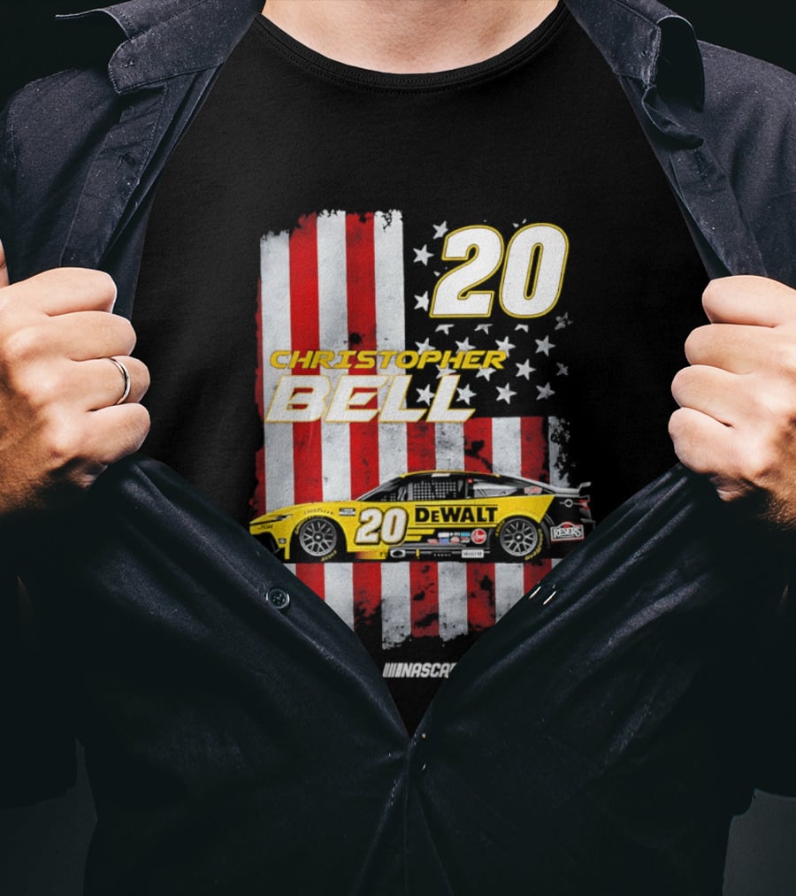 Christopher Bell 20 NASCAR DeWalt JGR Stars Stripes Racing T-Shirt