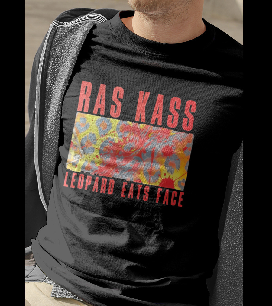 Ras Kass Leopard Eats Face Abstract Art With Blood Splatter And Animal Print T-Shirt
