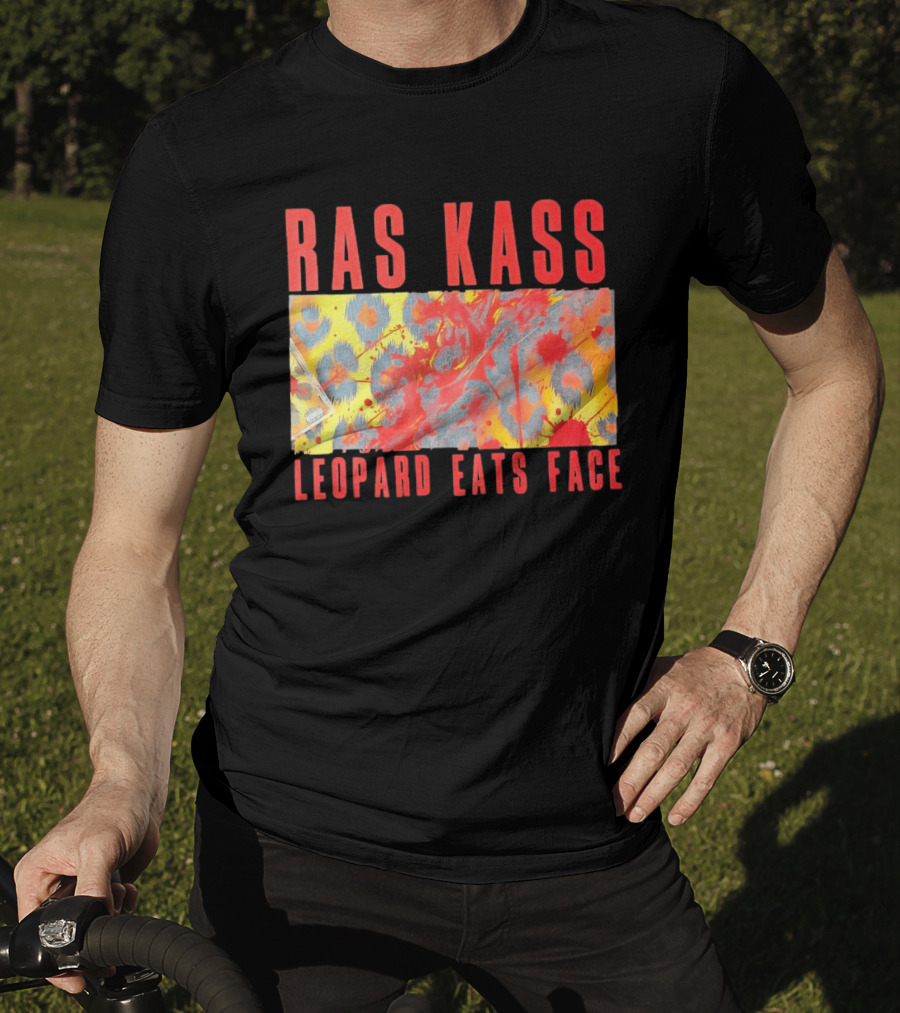Ras Kass Leopard Eats Face Abstract Art With Blood Splatter And Animal Print T-Shirt
