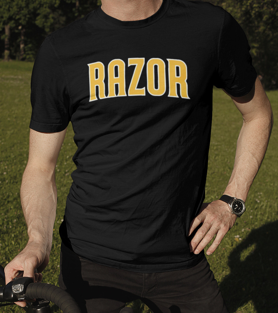Razor Shines Montreal Expos MLB Yellow Retro Font T-Shirt