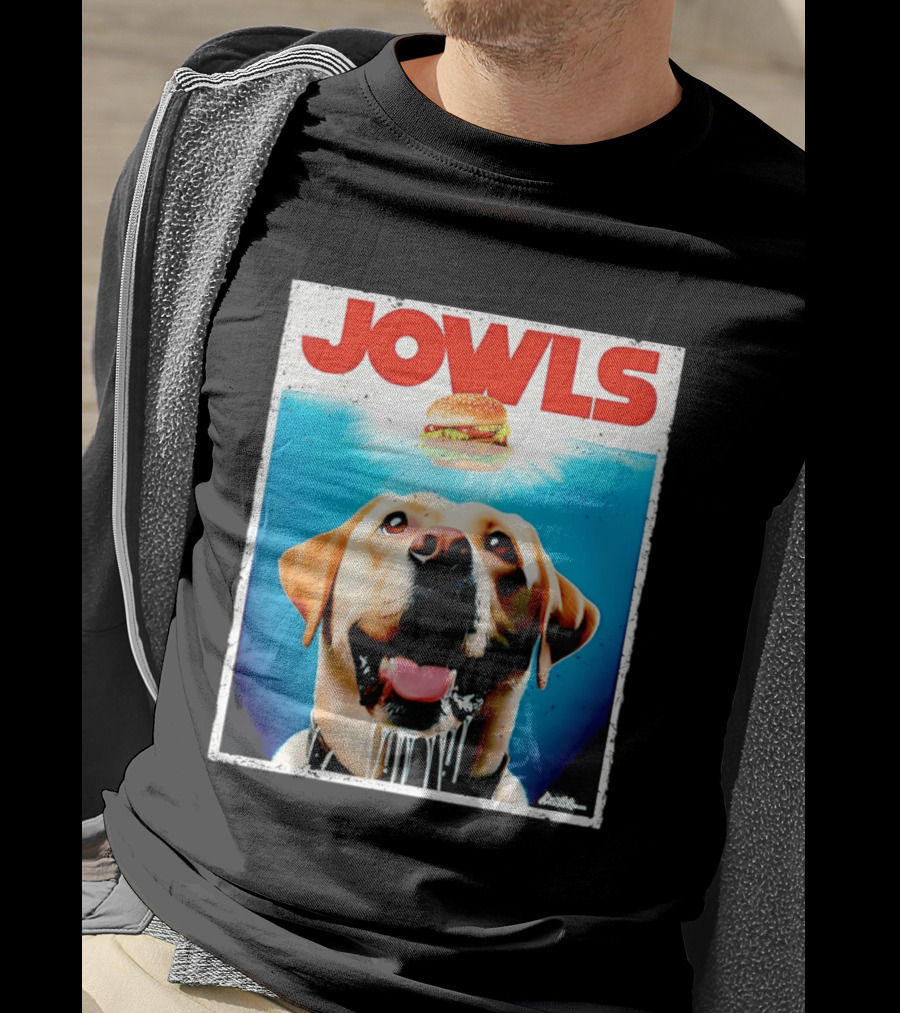 Jowls Labrador Dog Looking At Hamburger T-Shirt