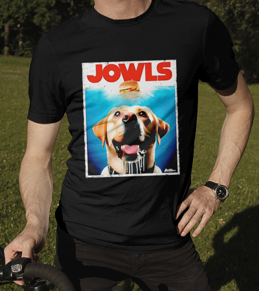 Jowls Labrador Dog Looking At Hamburger T-Shirt