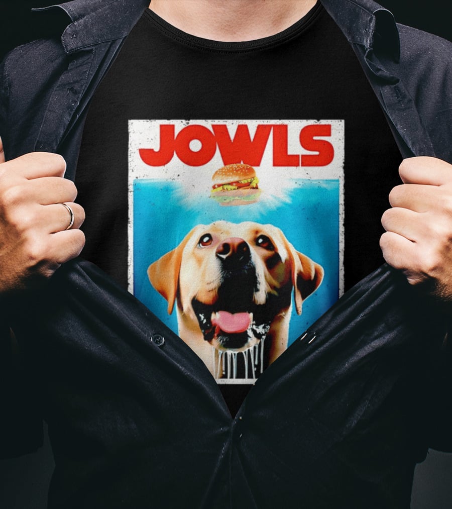 Jowls Labrador Dog Looking At Hamburger T-Shirt