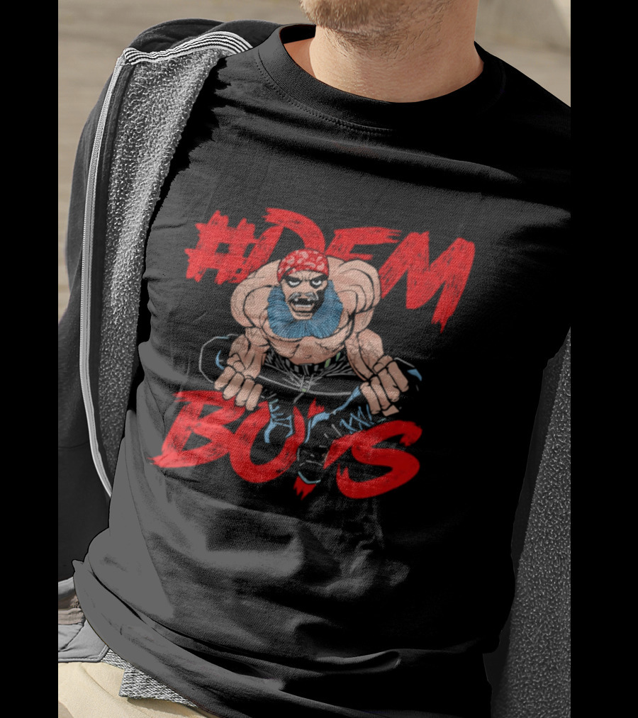 #DEM BOYS Bearded Muscle Wrestler Red Bandana T-Shirt