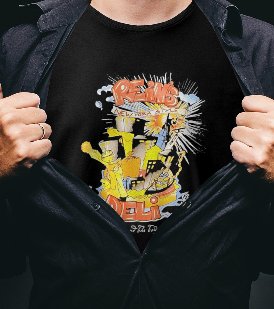 Rein's New York Style Deli Statue Of Liberty Cityscape Explosion T-Shirt