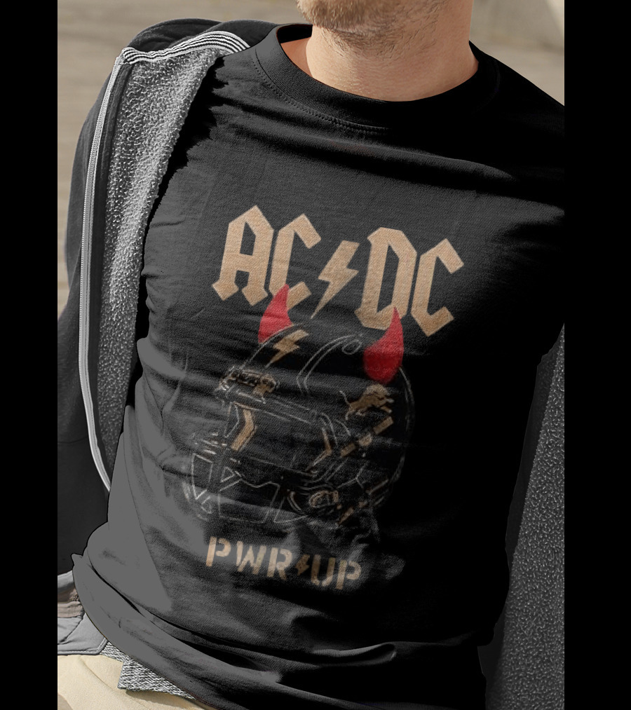 AC/DC PWR UP Detroit Lions Helmet Rock And Roll Tour T-Shirt
