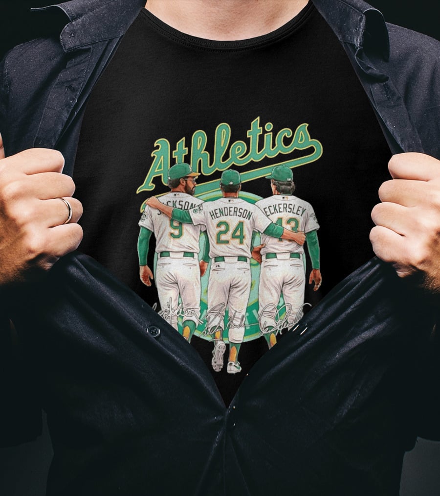 Rickey Henderson Reggie Jackson Dennis Eckersley Oakland Athletics Legends T-Shirt