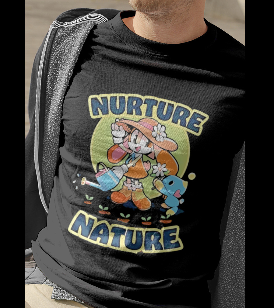 Nurture Nature Hedgehog Chao Earth Day Gardening T-Shirt