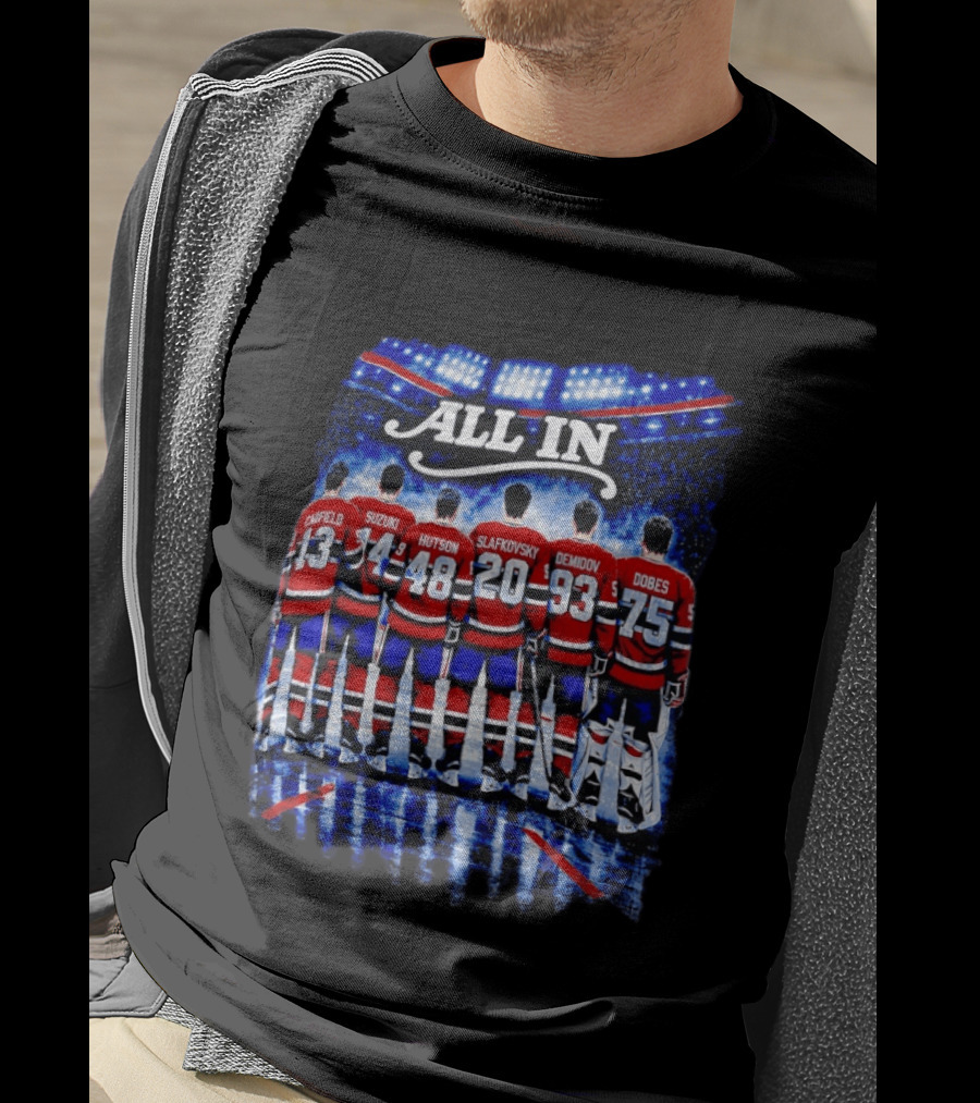 Montreal Canadiens All In Caulfield Suzuki Hutson Slafkovsky Demidov Dobes T-Shirt