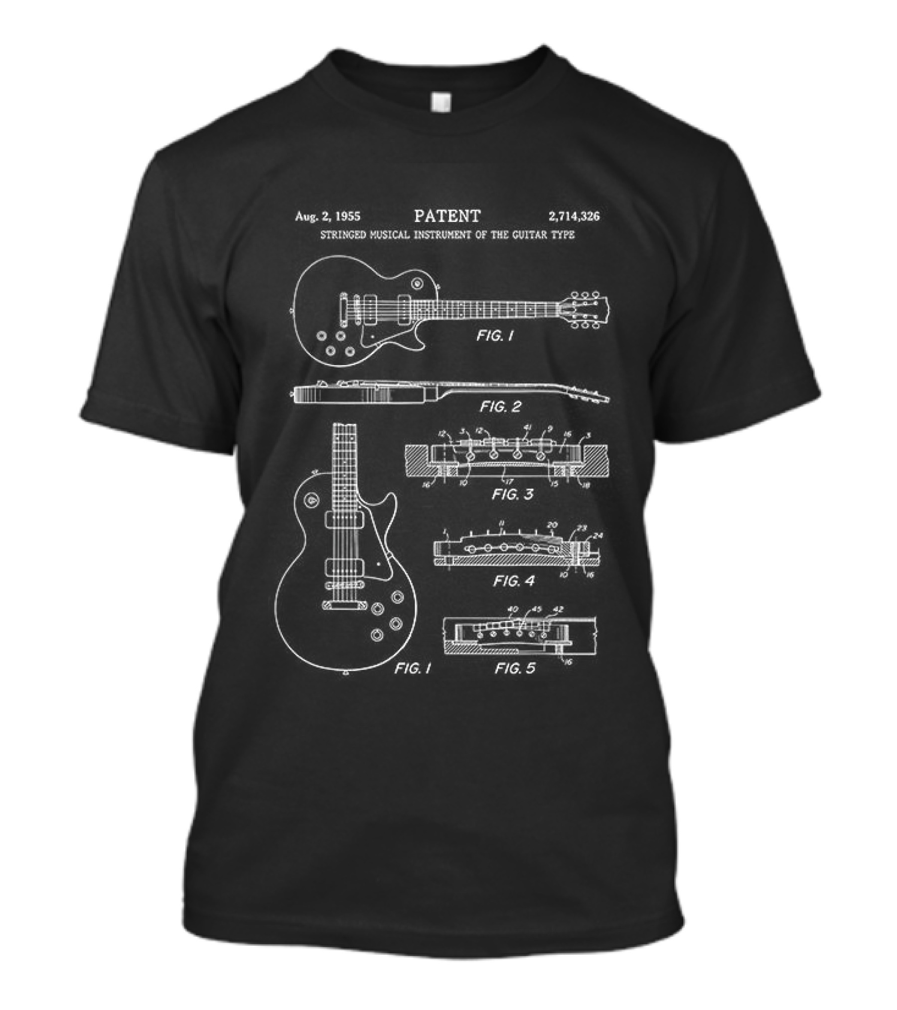 Patent Stringed Musical Instrument Blueprint Electric Guitar T-Shirt