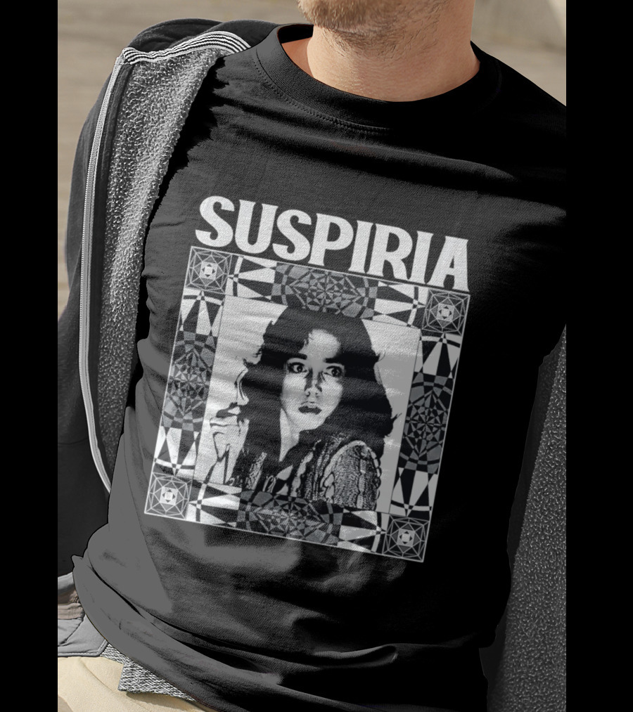 Suspiria 1977 Horror Movie Black And White Vintage Style Jessica Harper T-Shirt