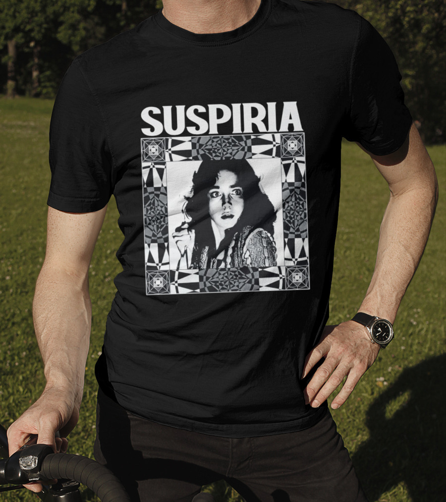 Suspiria 1977 Horror Movie Black And White Vintage Style Jessica Harper T-Shirt