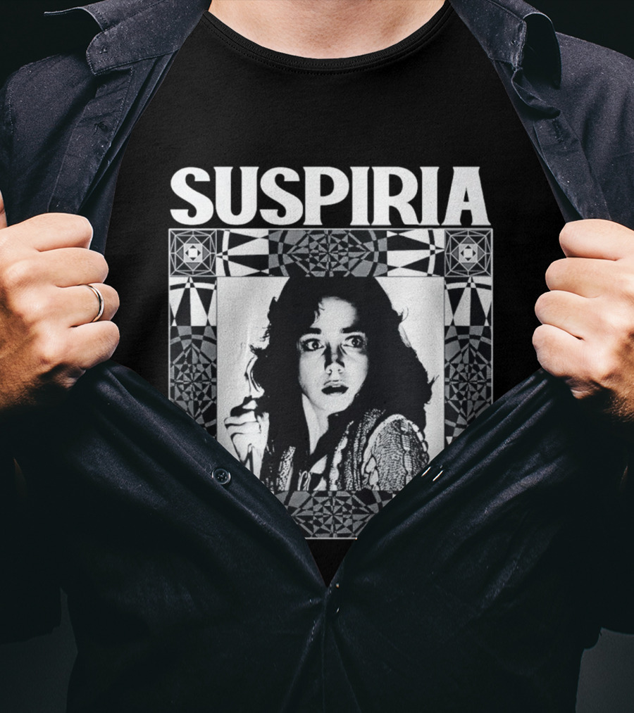 Suspiria 1977 Horror Movie Black And White Vintage Style Jessica Harper T-Shirt