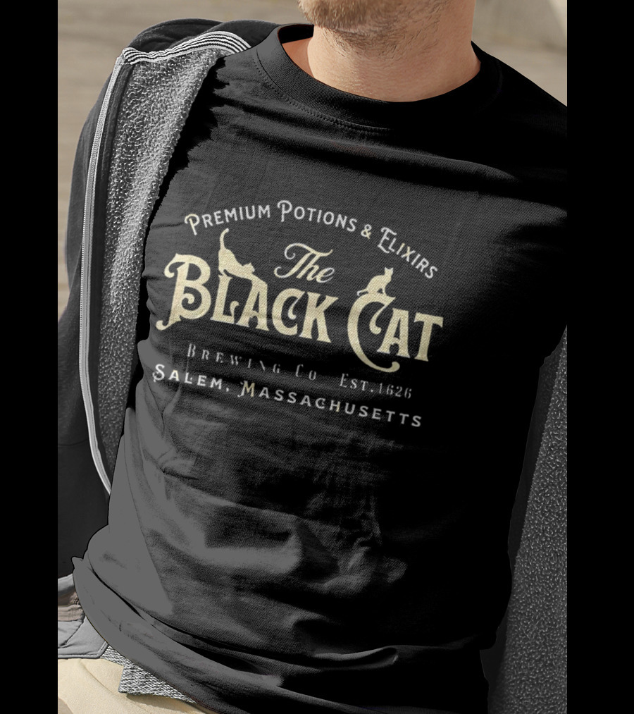 Premium Potions And Elixirs The Black Cat Brewing Co Est 1824 Salem Massachusetts T-Shirt