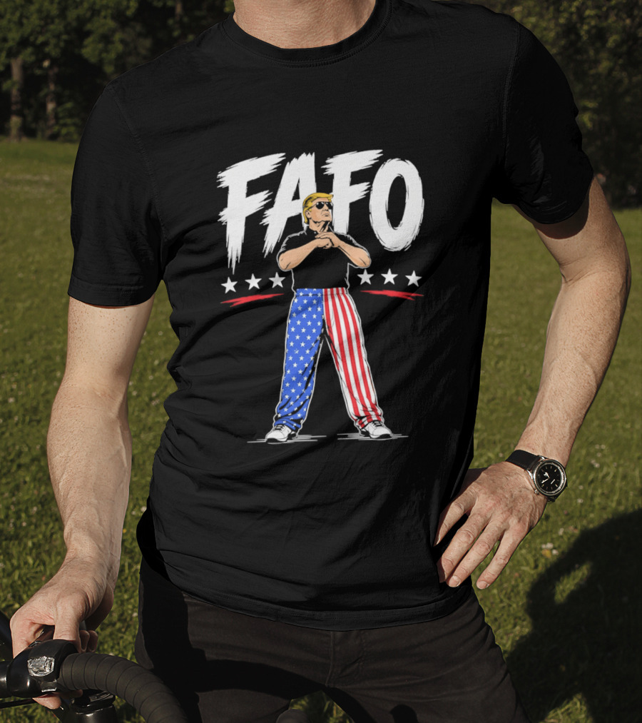FAFO Patriotic USA Stars Stripes Pants With Figure And Shades T-Shirt