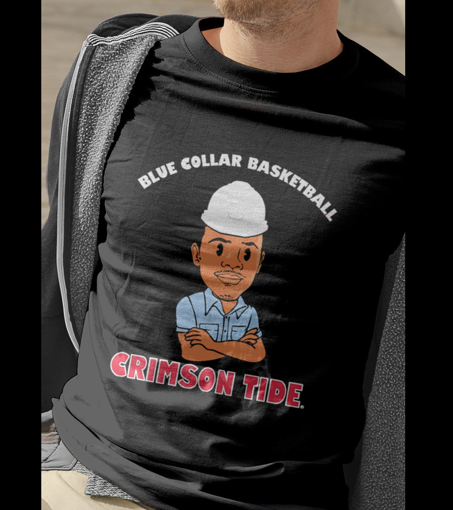 Crimson Tide Blue Collar Basketball Caricature T-Shirt