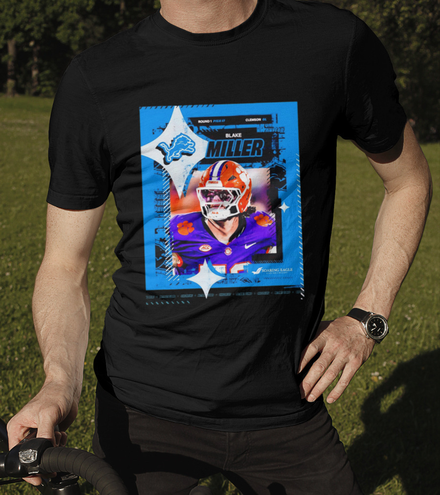 Blake Miller Clemson Round 1 Pick 17 Detroit Lions Tiger Uniform T-Shirt