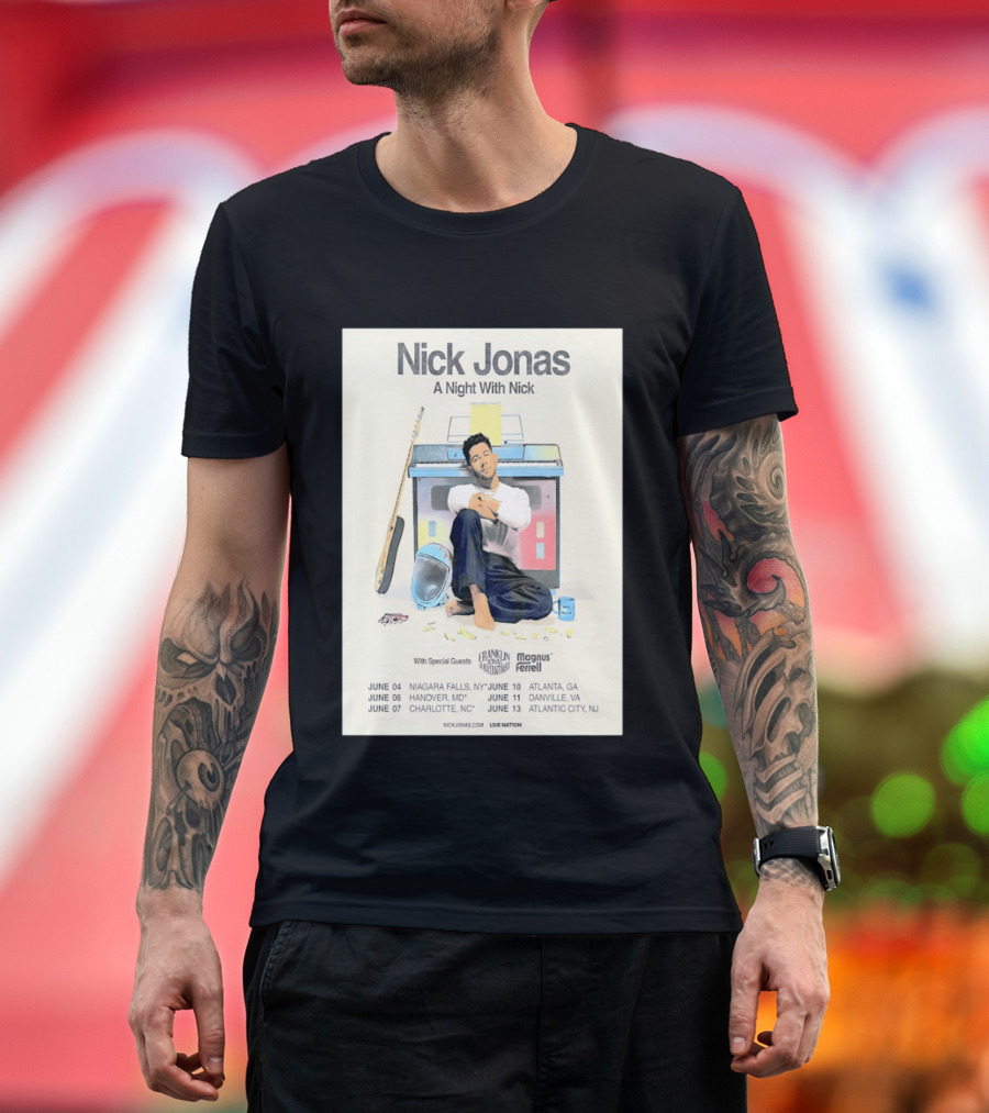 Nick Jonas A Night With Nick Tour 2026 Franklin Jonas Magnus Ferrell Live Nation T-Shirt