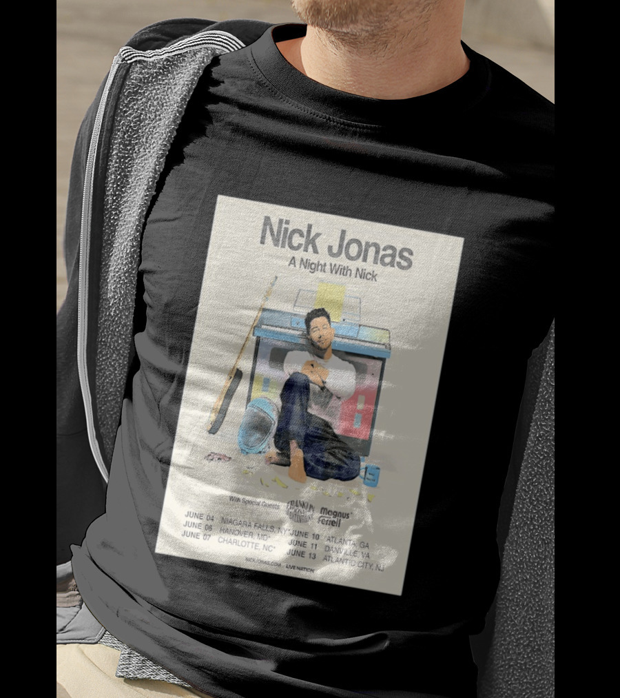 Nick Jonas A Night With Nick Tour 2026 Franklin Jonas Magnus Ferrell Live Nation T-Shirt