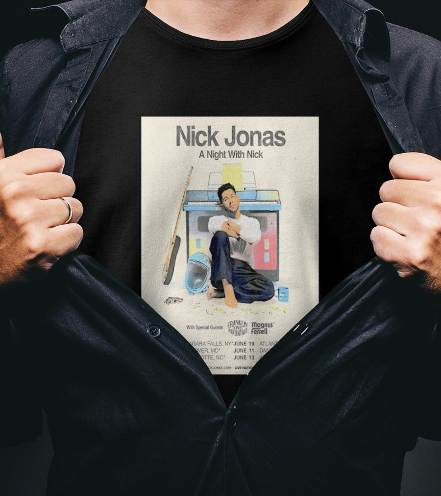 Nick Jonas A Night With Nick Tour 2026 Franklin Jonas Magnus Ferrell Live Nation T-Shirt