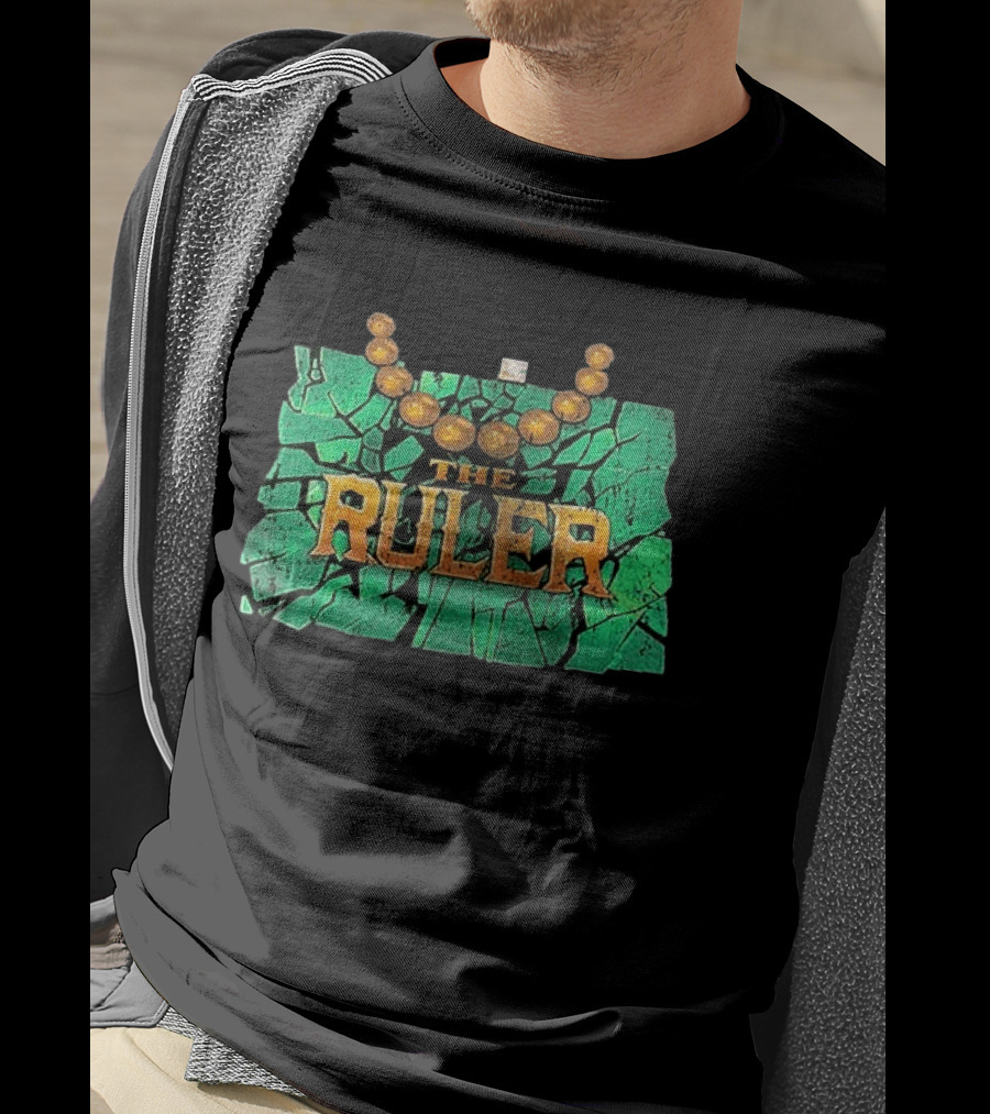 Oba Femi WWE The Ruler Gold Necklace Green Cracked Stone T-Shirt