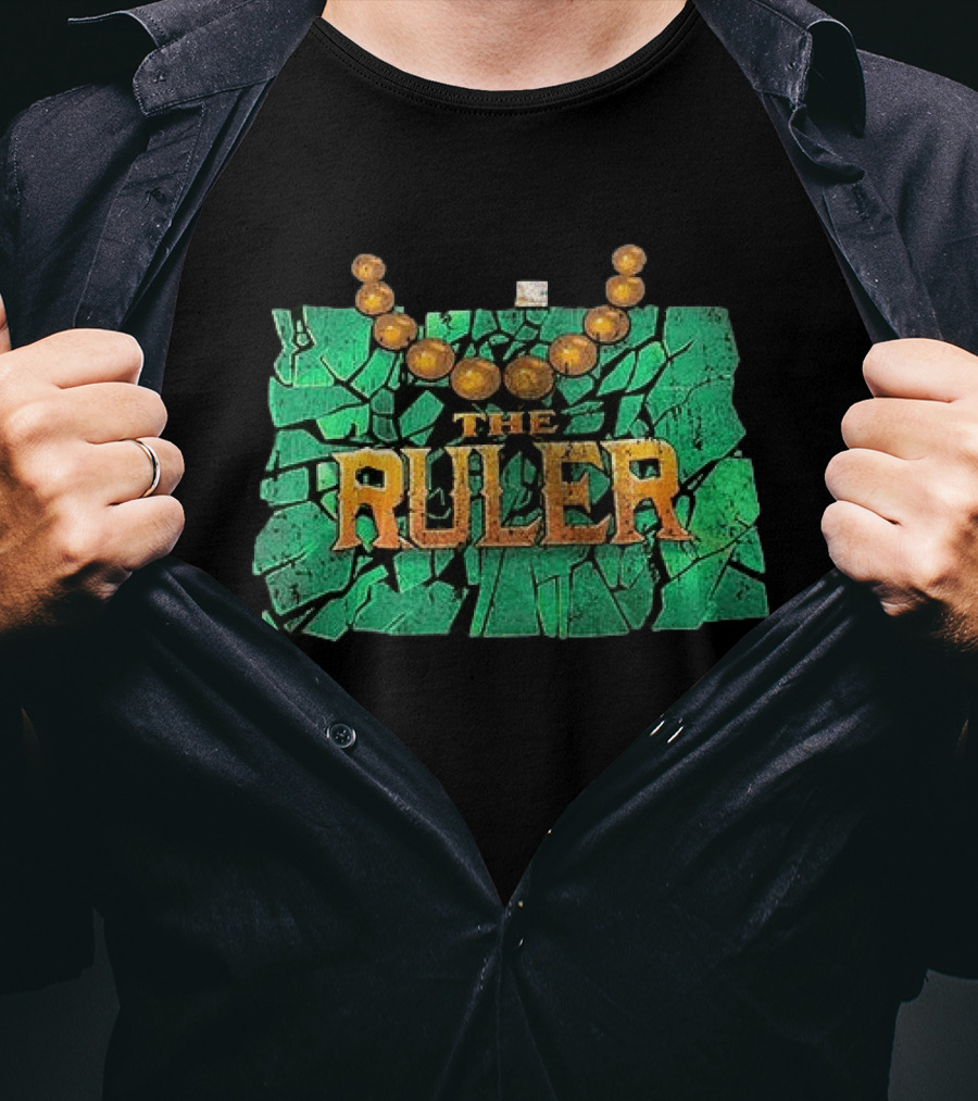 Oba Femi WWE The Ruler Gold Necklace Green Cracked Stone T-Shirt