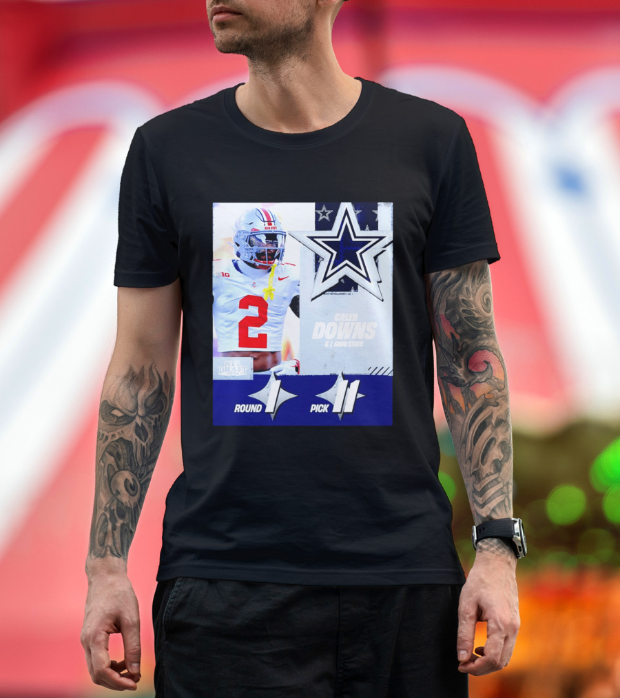 Dallas Cowboys Round 1 Pick 11 Caleb Downs Ohio State NFL Draft 2026 T-Shirt