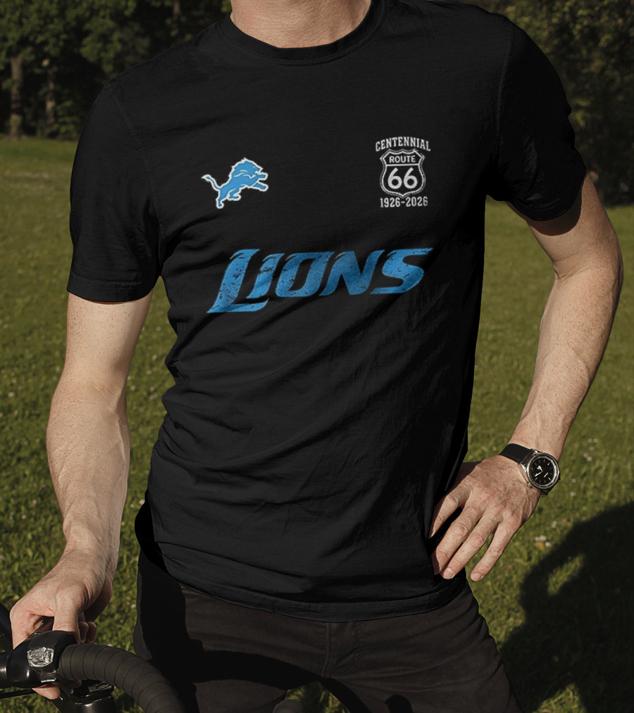 Detroit Lions Centennial Route 66 1926 2026 100th Anniversary T-Shirt