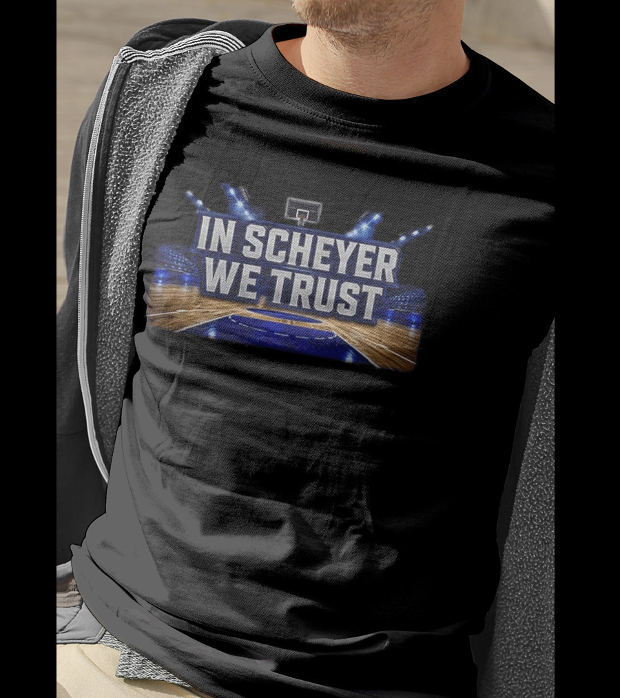 Duke Blue Devils In Scheyer We Trust Basketball Court Stadium Lights T-Shirt
