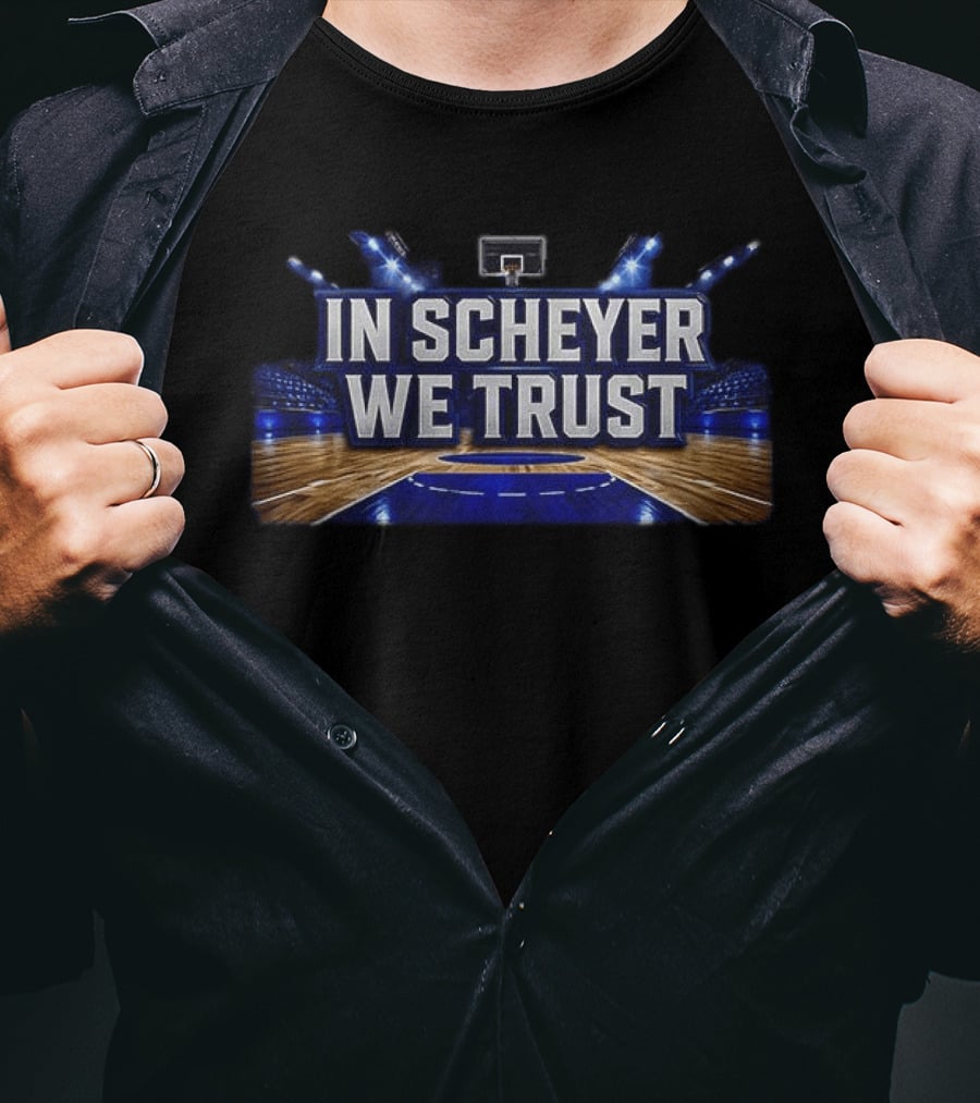 Duke Blue Devils In Scheyer We Trust Basketball Court Stadium Lights T-Shirt