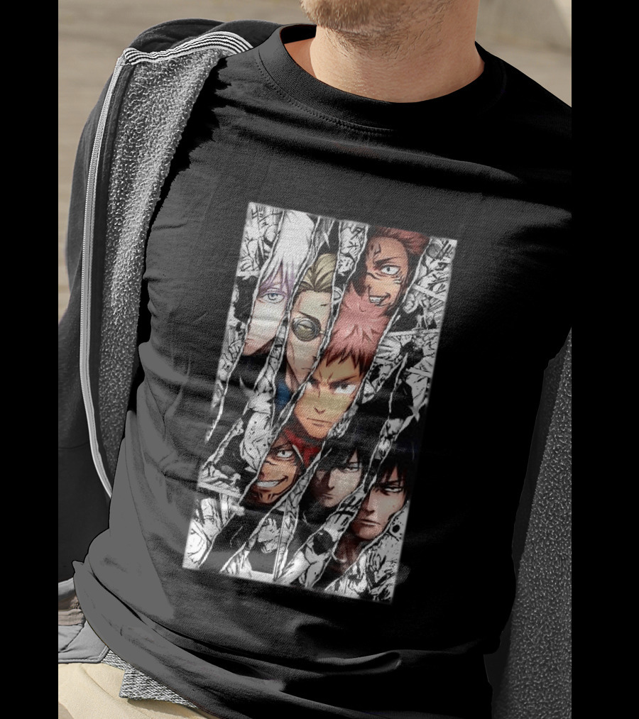 Jujutsu Kaisen Manga Characters Panel Split Burst T-Shirt