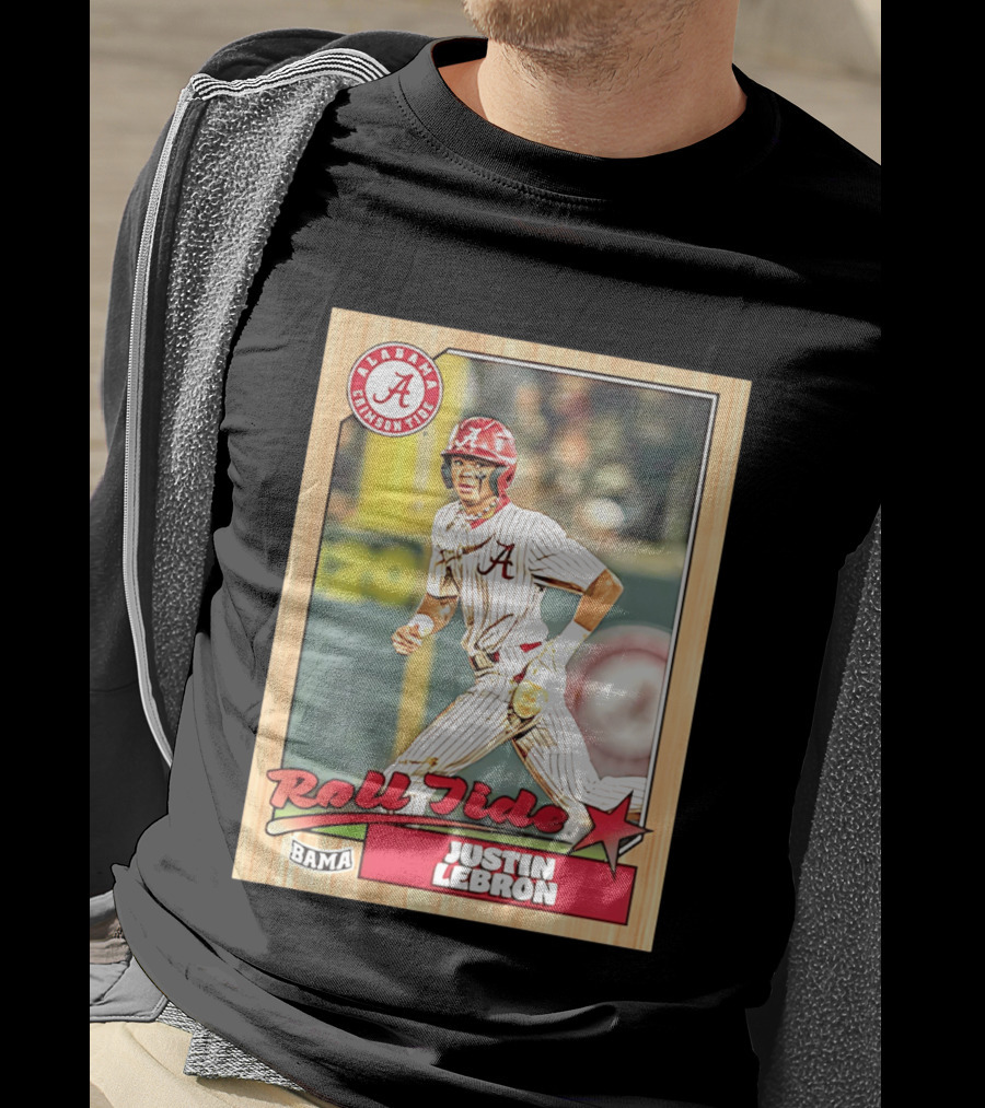 Justin Lebron Alabama Crimson Tide Roll Tide Bama Baseball Card T-Shirt