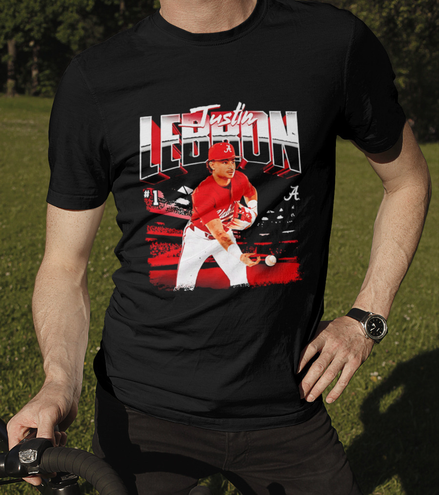 Justin Lebron Alabama Crimson Tide Baseball Player In Action T-Shirt
