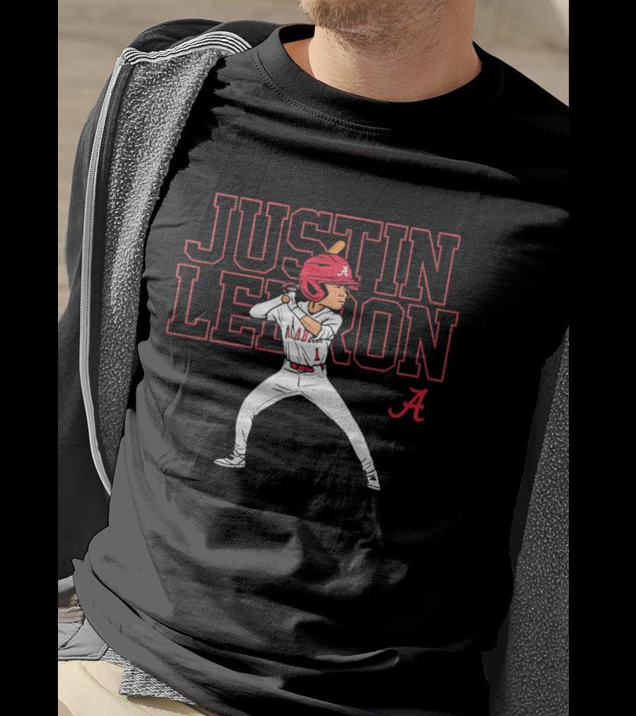 Alabama Crimson Tide Justin Lebron Baseball Cartoon Player T-Shirt