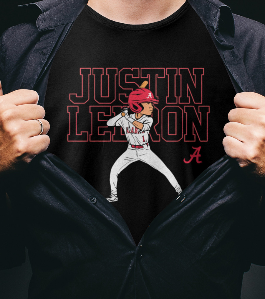 Alabama Crimson Tide Justin Lebron Baseball Cartoon Player T-Shirt