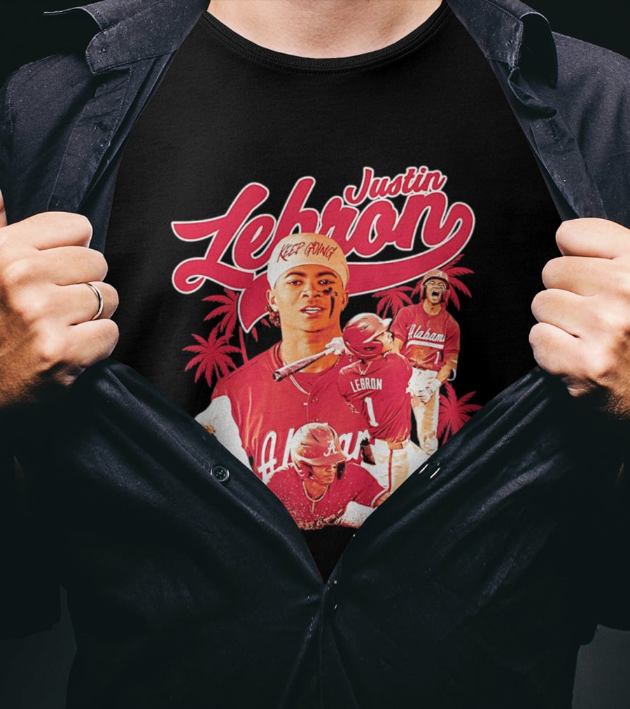 Justin Lebron Alabama Baseball Keep Going Collage T-Shirt