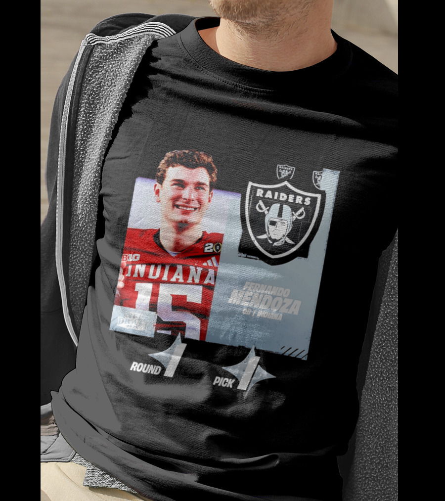 Fernando Mendoza QB Indiana Las Vegas Raiders NFL Draft 2026 Round 1 Pick 1 T-Shirt