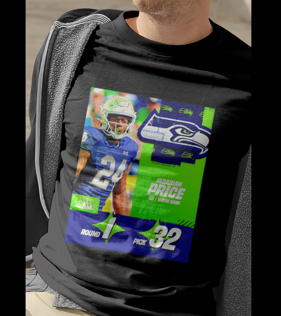 Seahawks Jadarian Price NFL Draft 2026 Round 1 Pick 32 Notre Dame T-Shirt