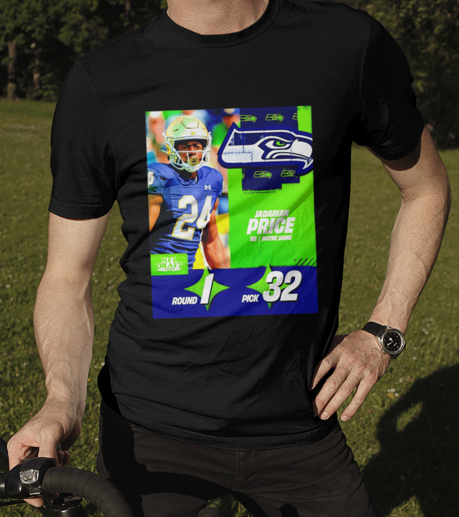 Seahawks Jadarian Price NFL Draft 2026 Round 1 Pick 32 Notre Dame T-Shirt