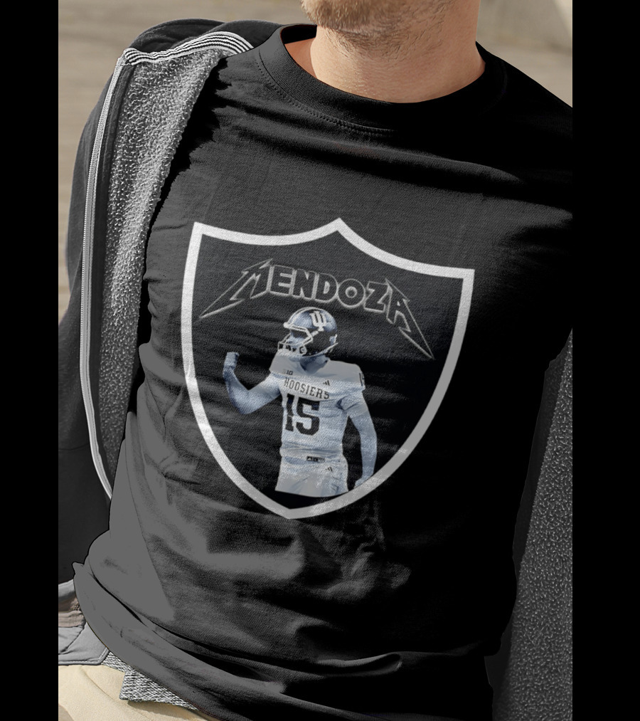 Mendoza Hoosiers 15 Shield Style Las Vegas Raiders T-Shirt