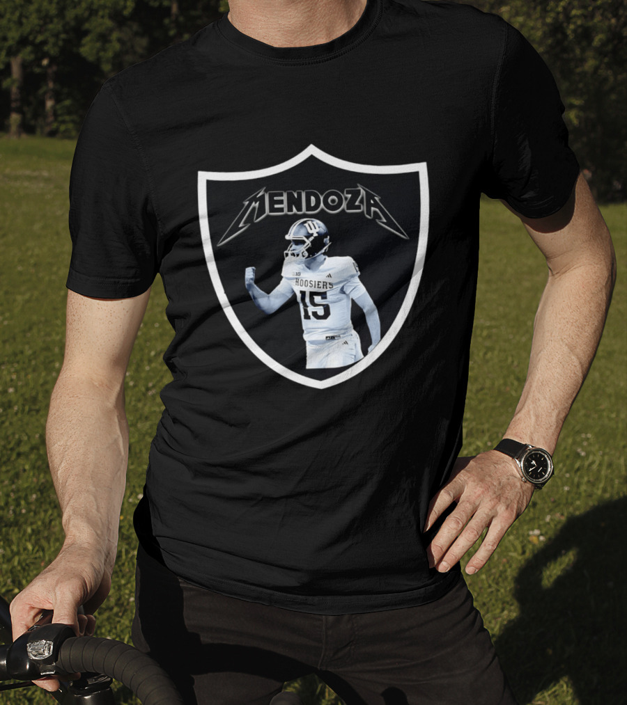 Mendoza Hoosiers 15 Shield Style Las Vegas Raiders T-Shirt
