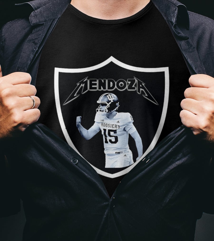 Mendoza Hoosiers 15 Shield Style Las Vegas Raiders T-Shirt