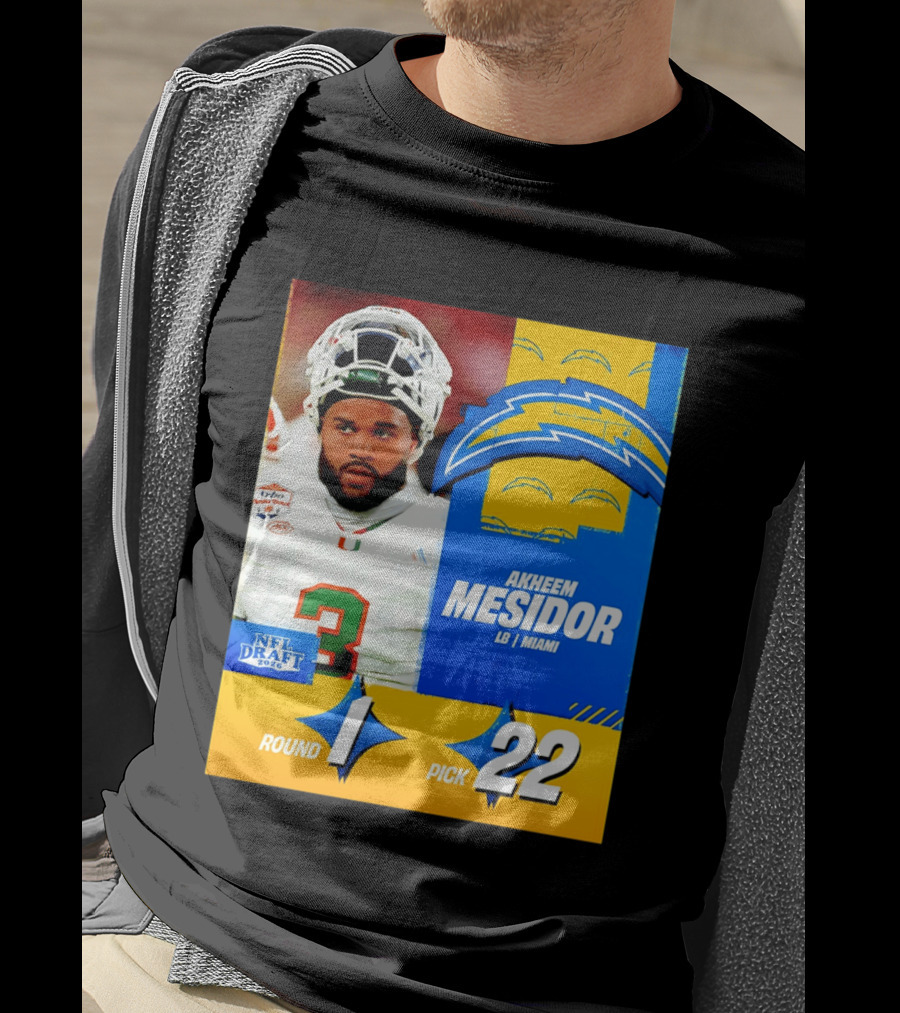 NFL Draft 2026 Los Angeles Chargers Akheem Mesidor Round 1 Pick 22 T-Shirt