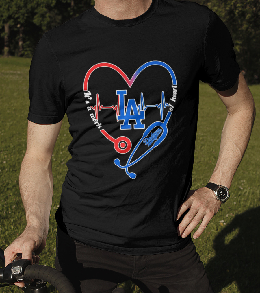Los Angeles Dodgers Stethoscope Heartbeat It's A Work Of Heart 2026 T-Shirt
