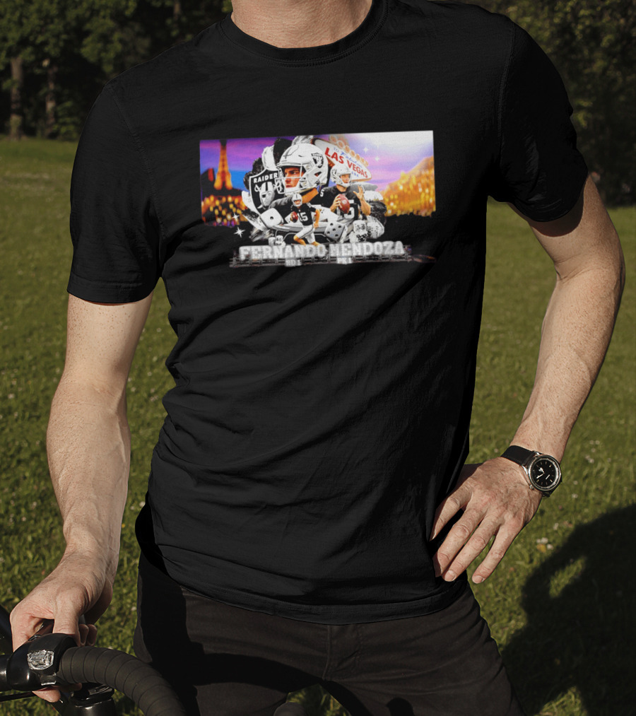 Fernando Mendoza Raiders Las Vegas Lights Casino Dice Football Draft T-Shirt