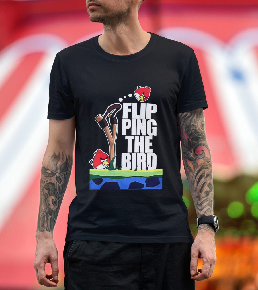 Flipping The Bird Angry Slingshot Birds T-Shirt