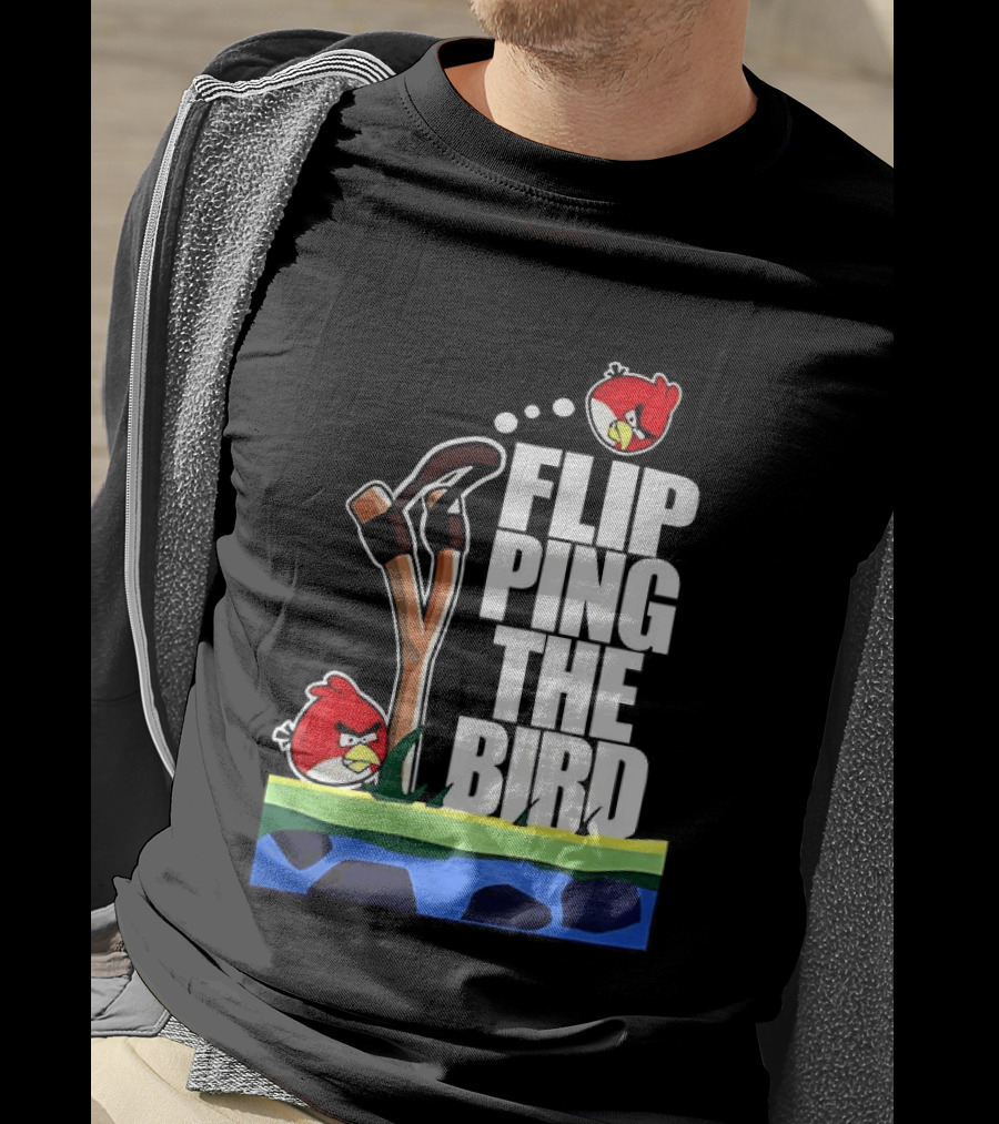 Flipping The Bird Angry Slingshot Birds T-Shirt