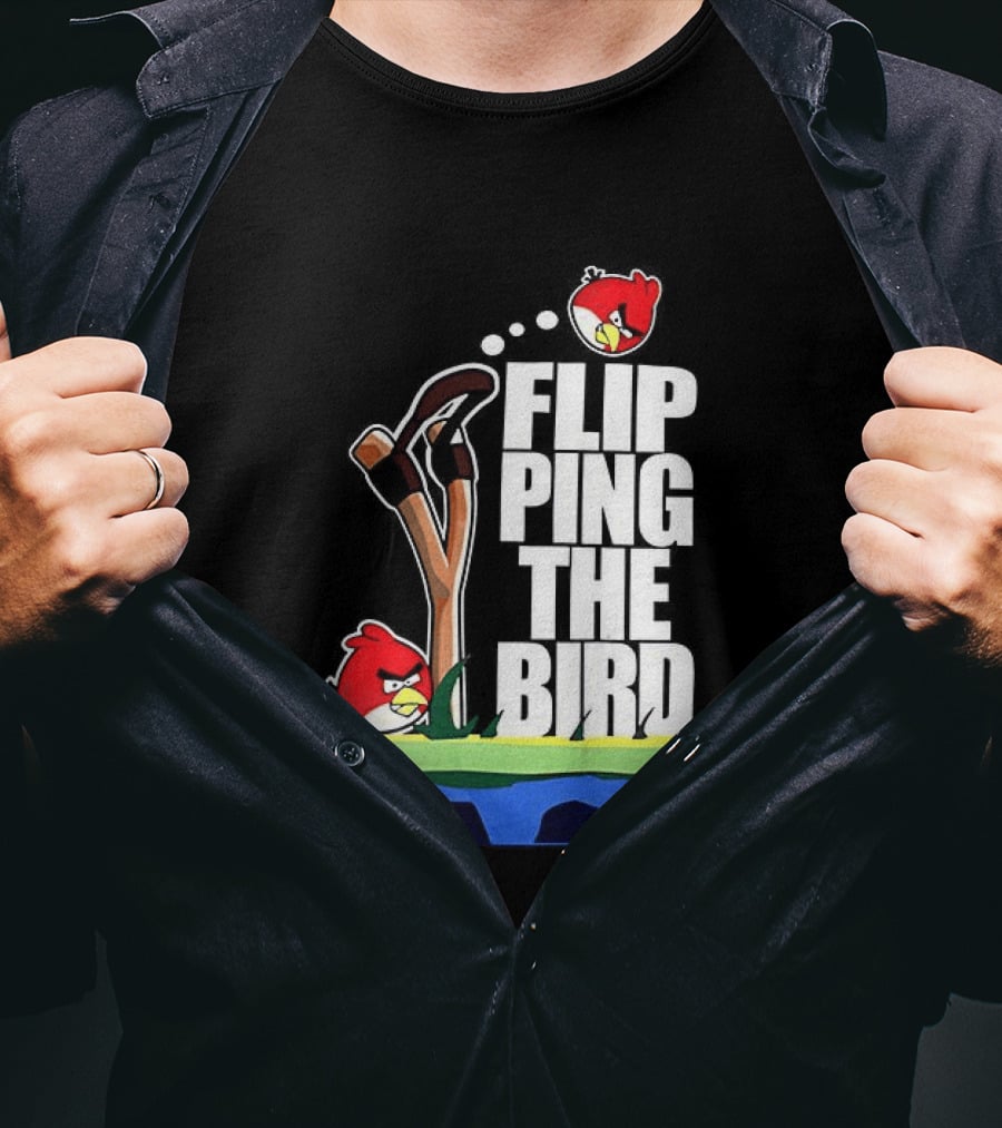 Flipping The Bird Angry Slingshot Birds T-Shirt